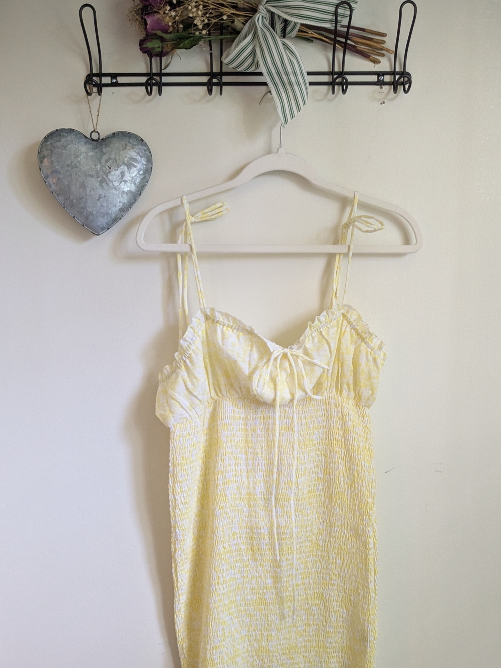 Princess Polly Pale Yellow Tie-Shoulder Smocked Mini Dress